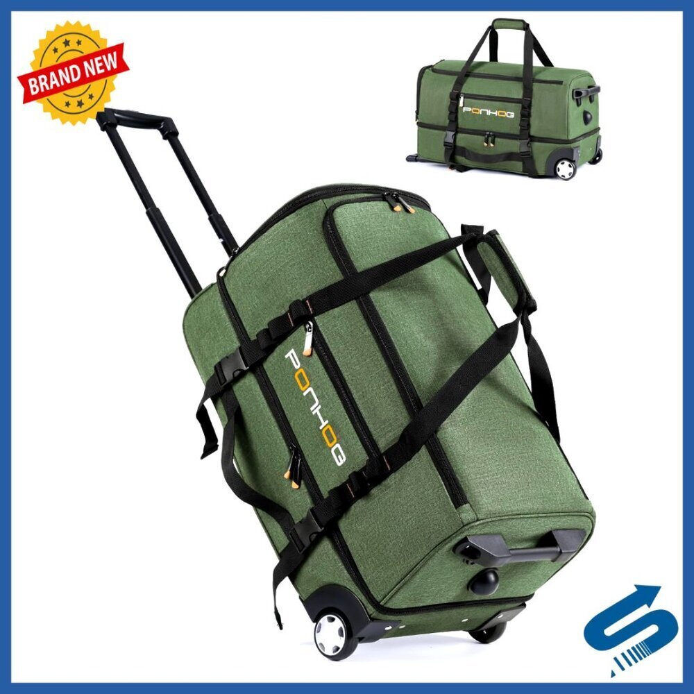21 Inch Rolling Duffel Bag with Wheels, Shoe Compartment, Water Resistant